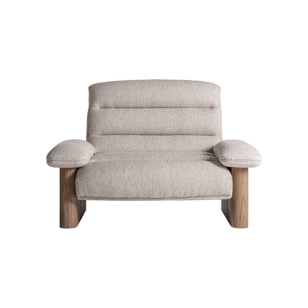 Beiger Sessel mit braunem Ulmenholzrahmen im Contemporary Design