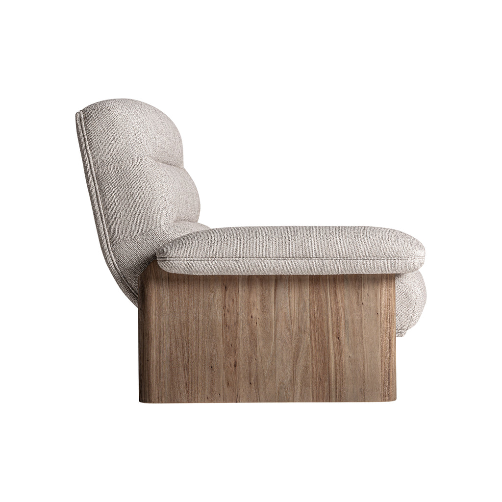 Beiger Sessel mit braunem Ulmenholzrahmen im Contemporary Design
