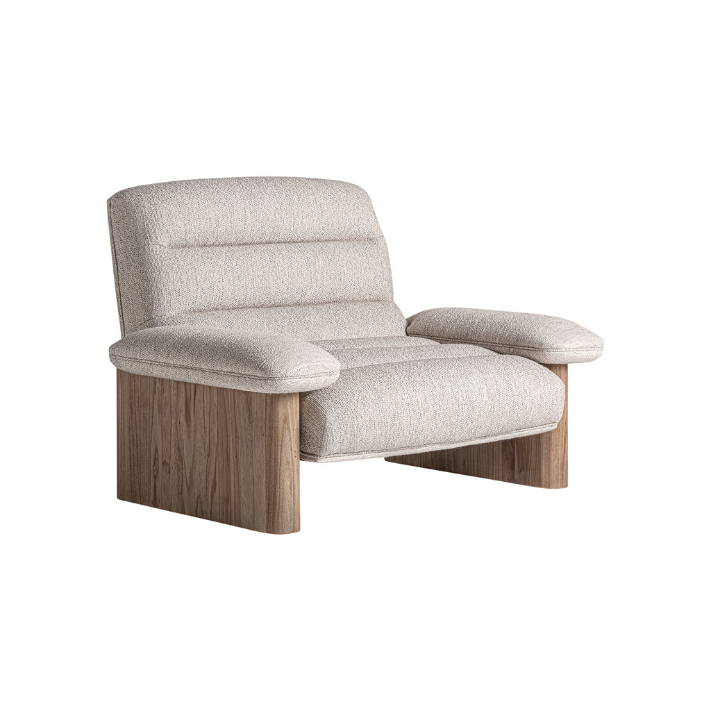 Beiger Sessel mit braunem Ulmenholzrahmen im Contemporary Design
