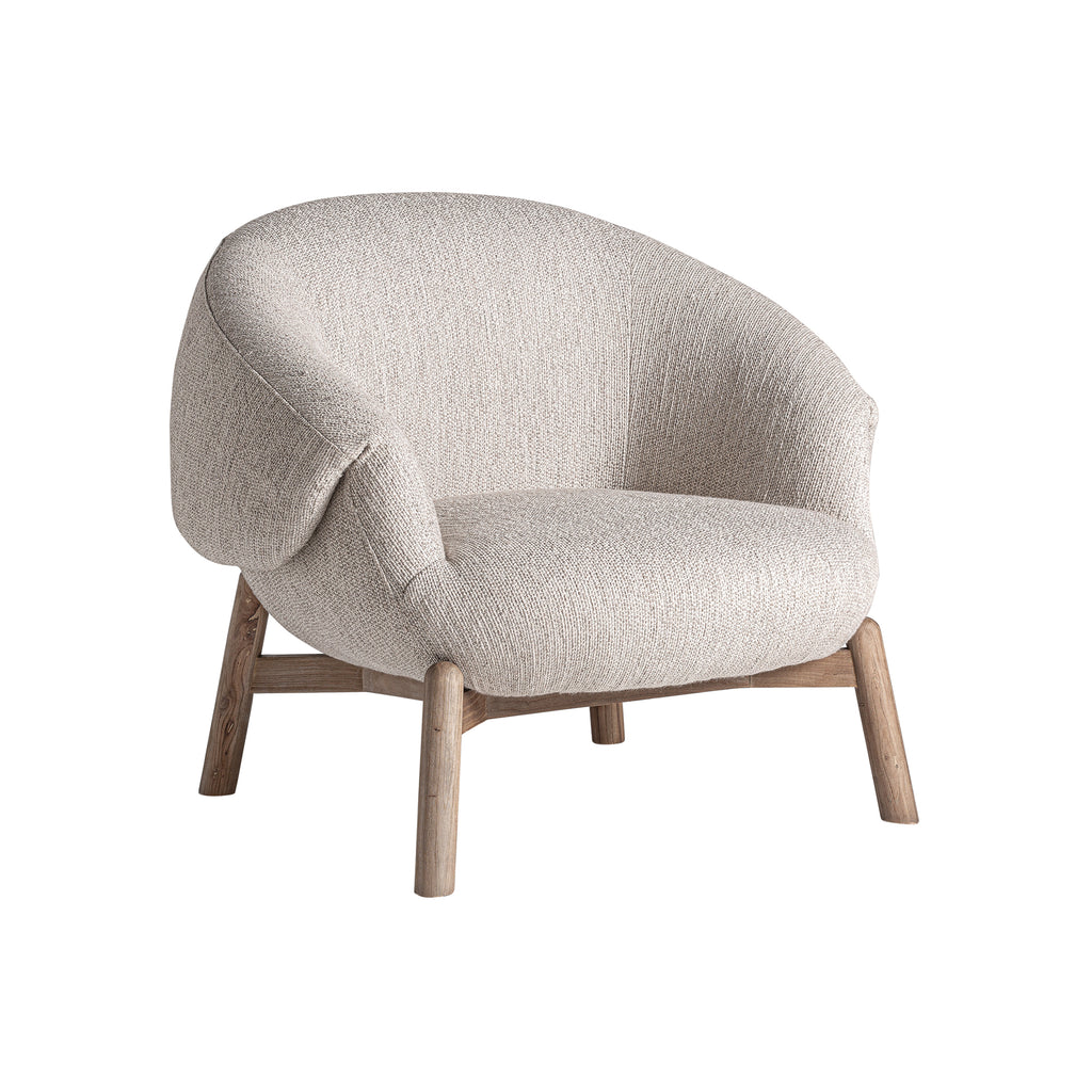 Beiger Sessel mit hellem Holzrahmen im Contemporary Design