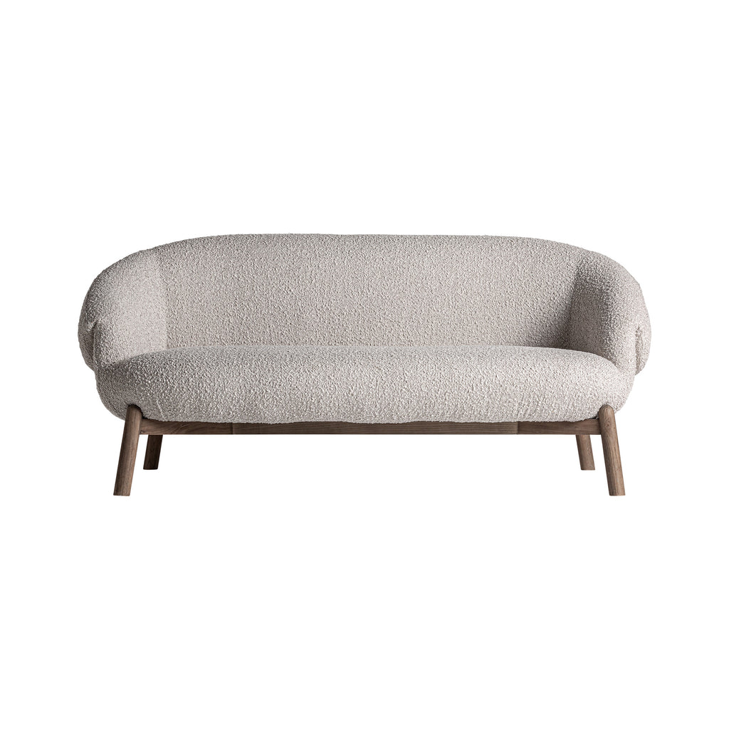 Beiges Wohnsofa mit hellem Eichenholzrahmen im Contemporary Design