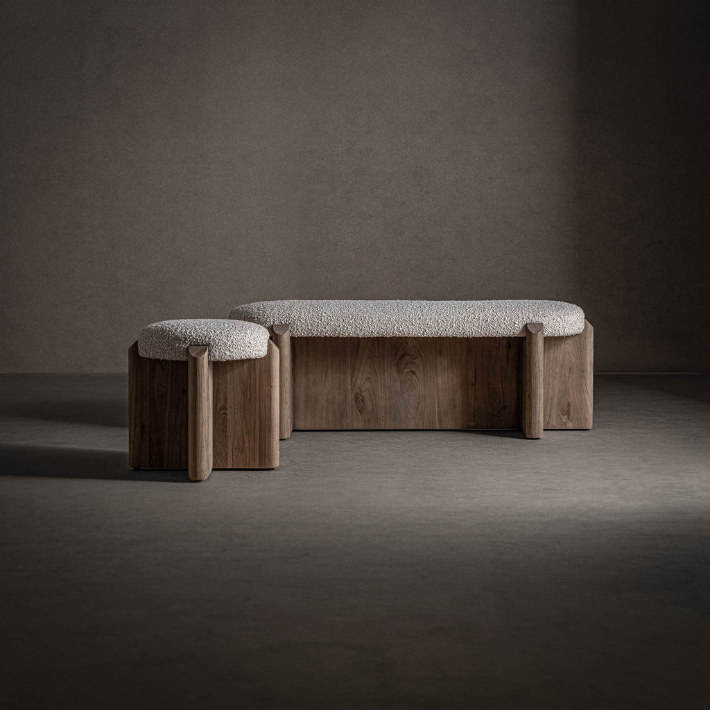 Runder Designer Hocker - Braun & Beige
