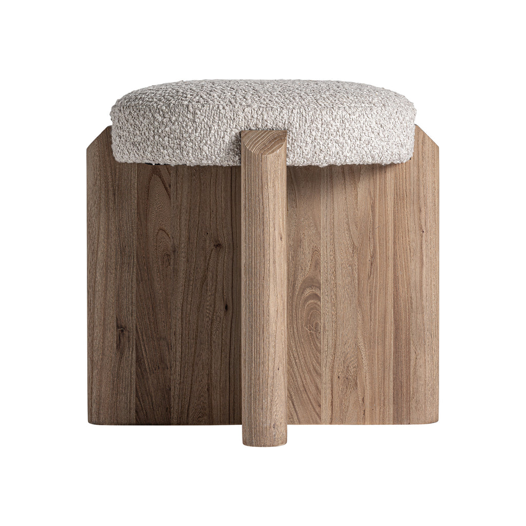 Hocker aus Holz mit Stoffbezug in Beige – Contemporary, VICALDESIGN