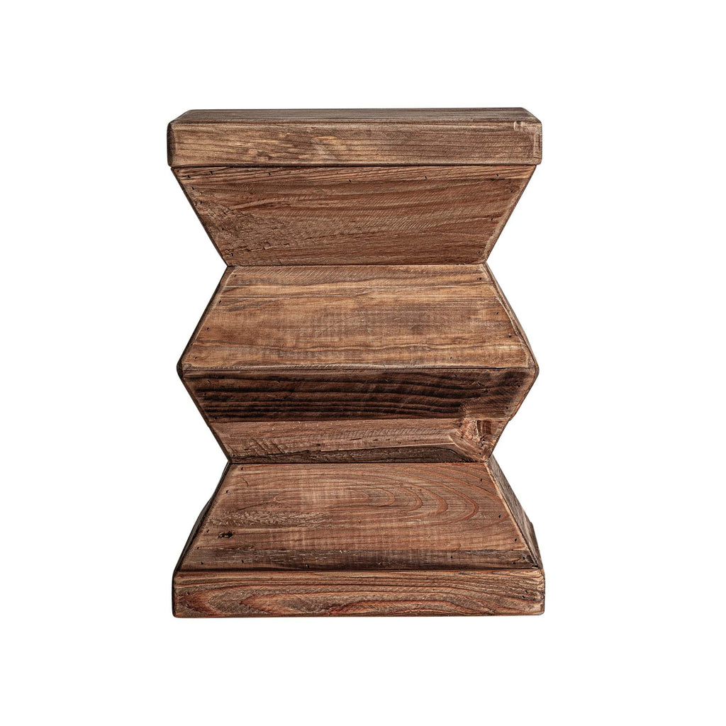 Brauner Hocker aus Recyceltem Kiefernholz 