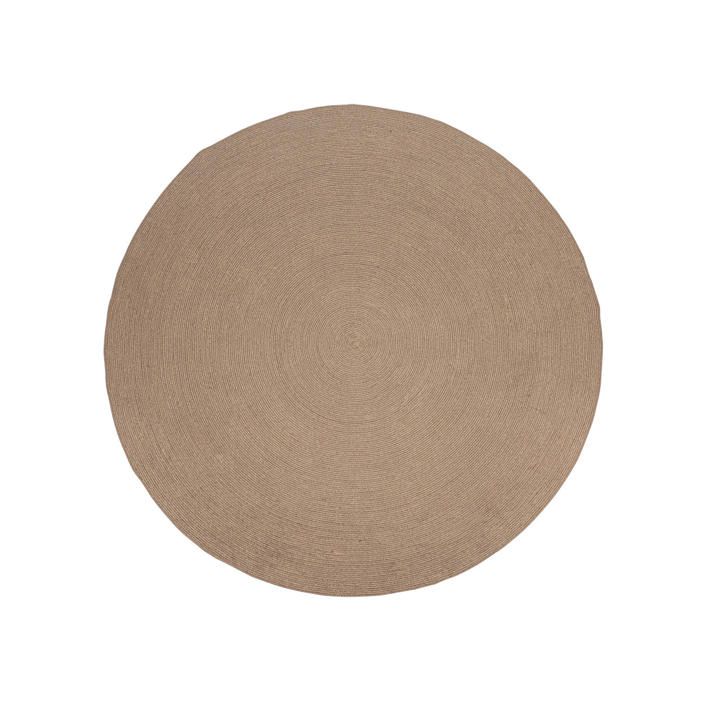 Boho Teppich aus recyceltem Polypropylen in Sand von VICAL, nachhaltiges Wohnaccessoire.
