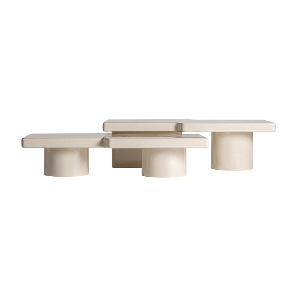 Beiges Couchtisch-Set im geometrischen Contemporary Design