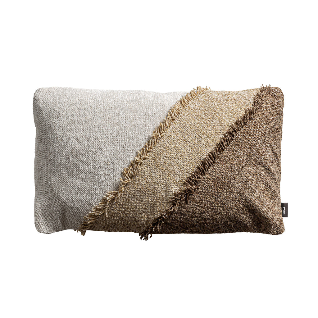 Boho Kissen in Braun Weiß aus Baumwolle und Samt