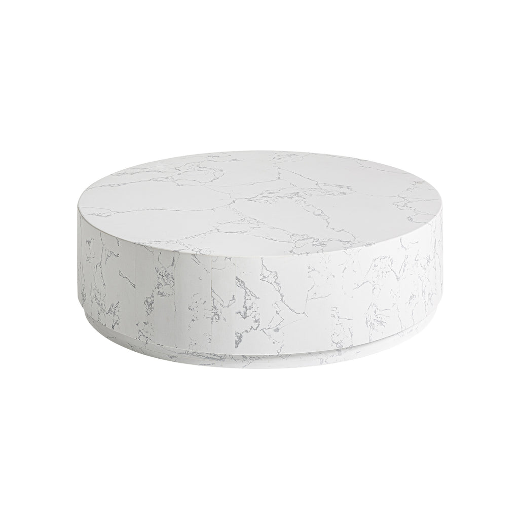 Runder Couchtisch aus weißem Sinterstein mit mattem Finish