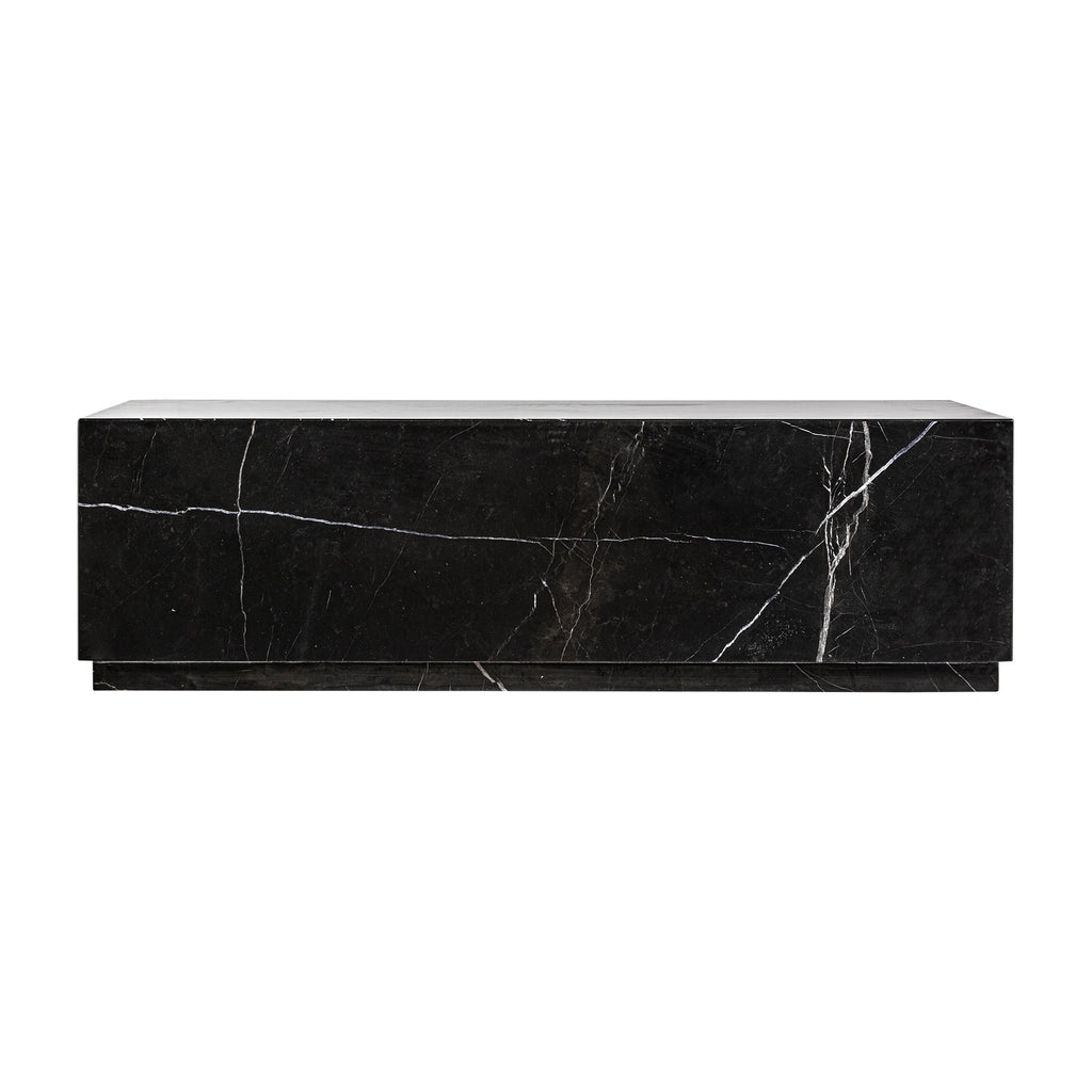 Rechteckiger Couchtisch aus schwarzem, poliertem Marmor im Contemporary Lounge Design
