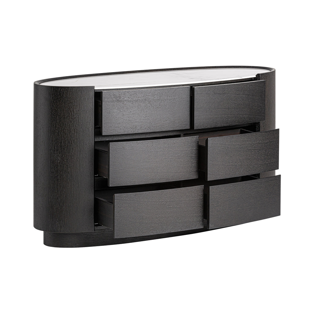 Moderne schwarzweiße Kommode mit minimalistischem Design