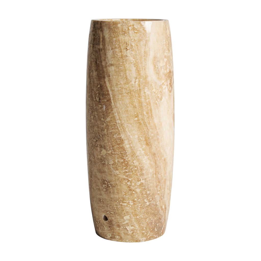 Handgefertigte Onyx Vase in Elfenbein mit organischen Formen

