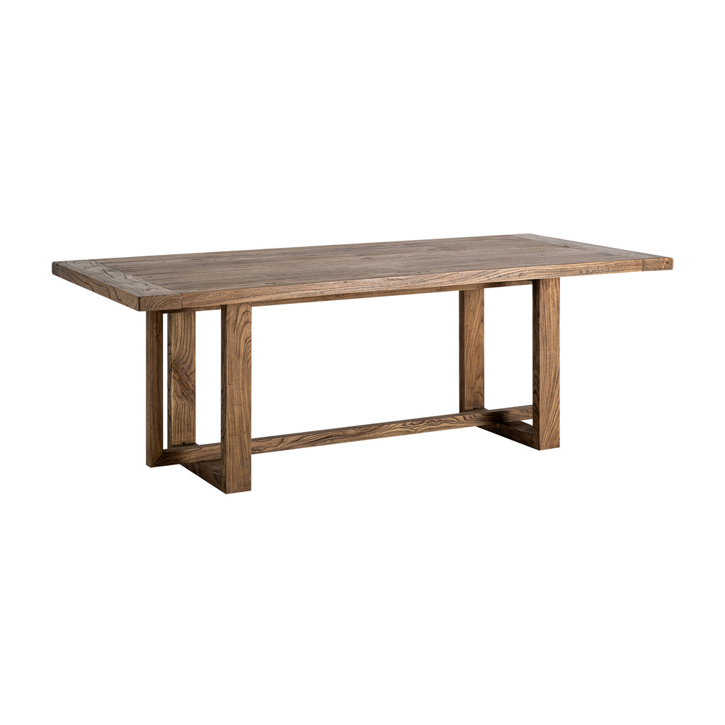 Contemporary Esstisch für 8 Personen aus braunem Ulmenholz, robust und elegant