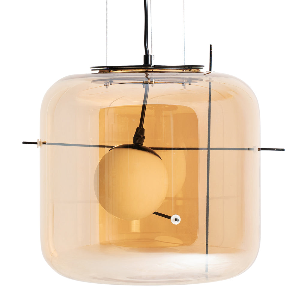 Moderne Deckenleuchte aus hellbraunem Kristall mit schwarzem Eisen im Contemporary Design