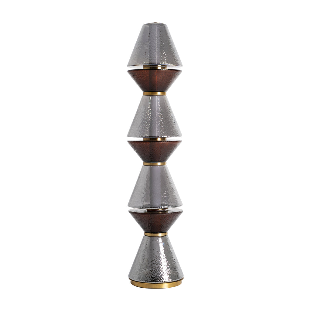 Vintage Stehlampe aus grauem Kristall mit goldenem Gestell von VICAL. 