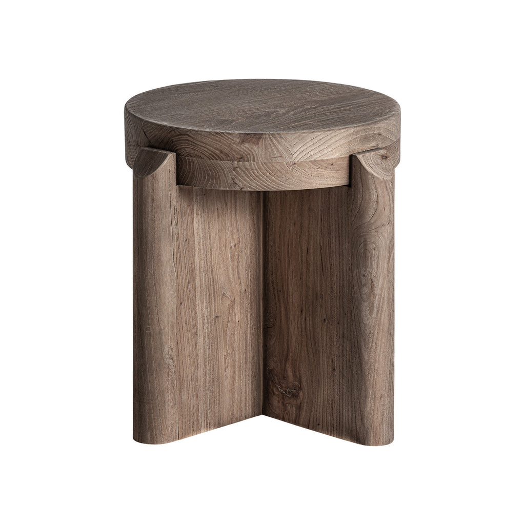 Handgefertigter Contemporary Hocker aus braunem Ulmenholz