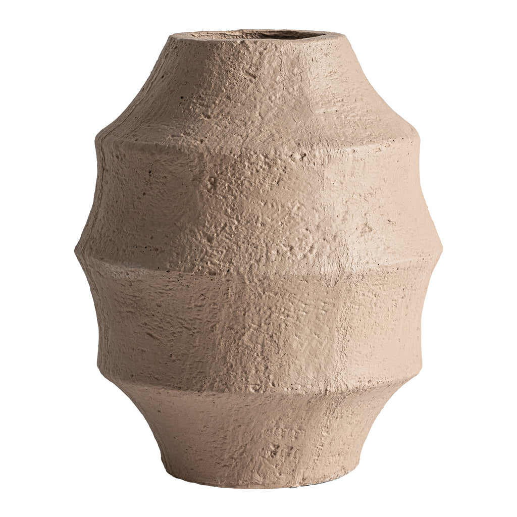 Handgefertigte Vase aus beigem Beton im Contemporary Stil