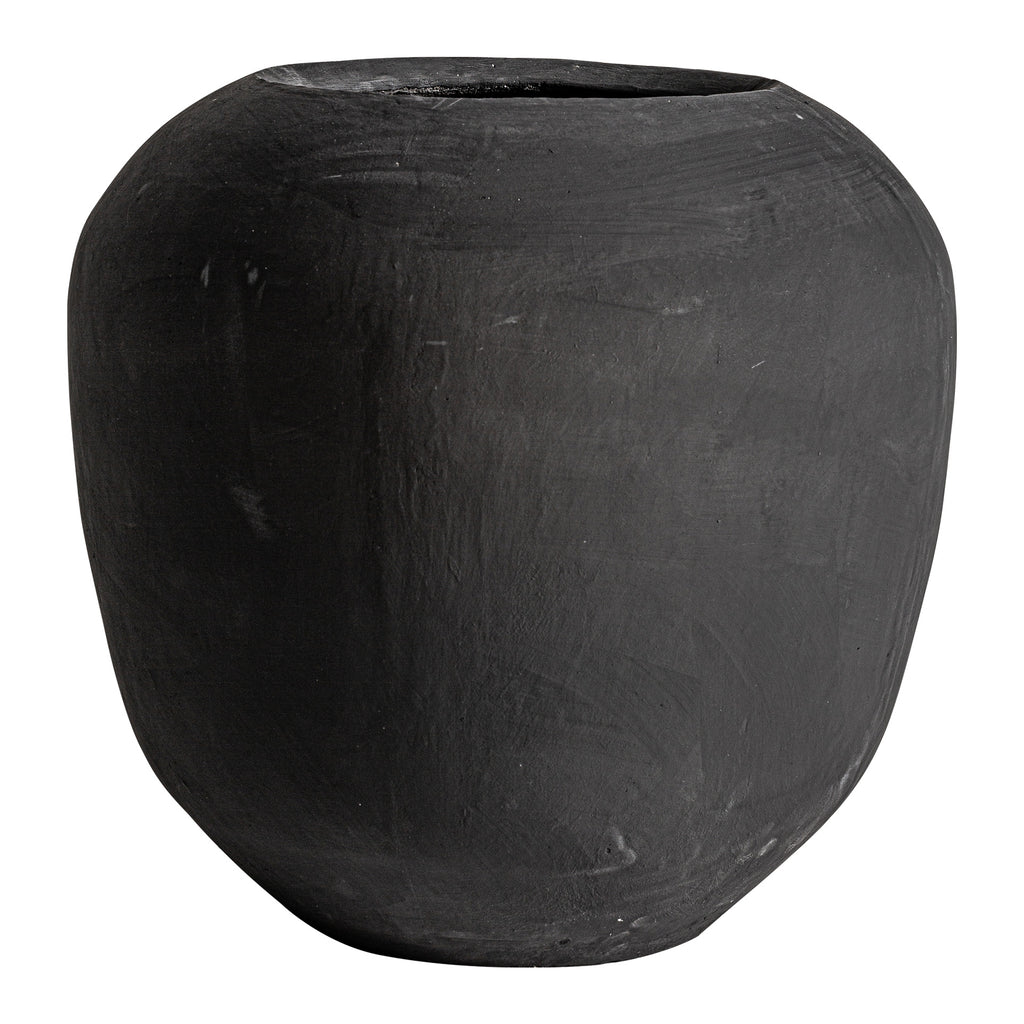 Handgefertigte schwarze Vase aus Beton und Fiberglas im Contemporary Stil.
