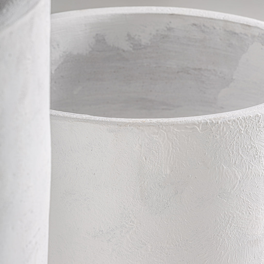 Set mit 2 cremeweißen Terrakotta-Pflanztöpfen – modern und stapelbar