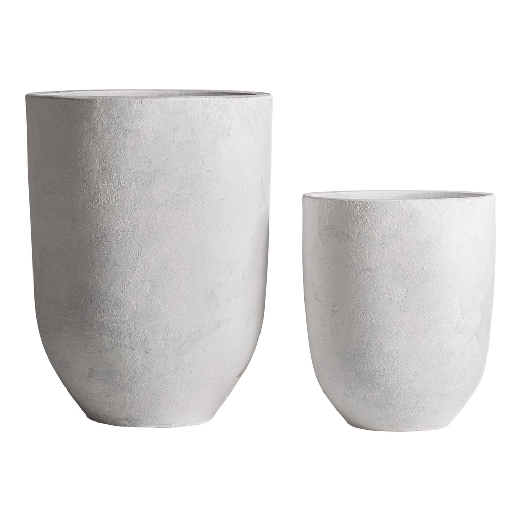 Set mit 2 cremeweißen Terrakotta-Pflanztöpfen