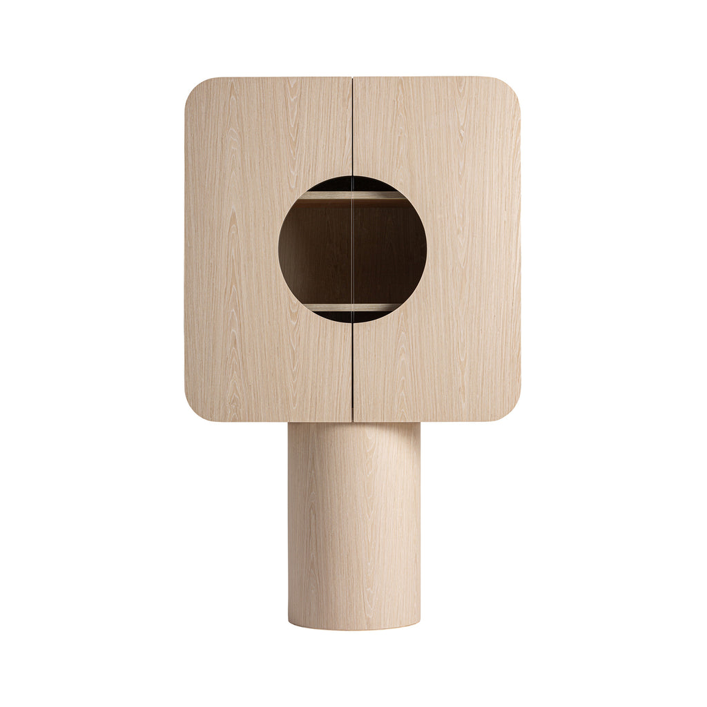 Beiger Schrank Art Deco aus Holz mit Glas