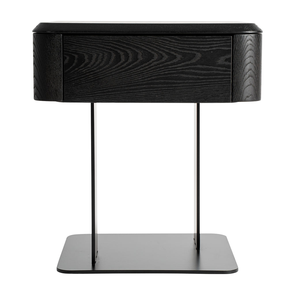 Nachttisch Schwarz modern aus Holz und Metall