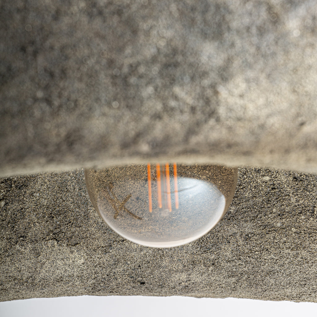 boho deckenleuchte beton, grau und gold