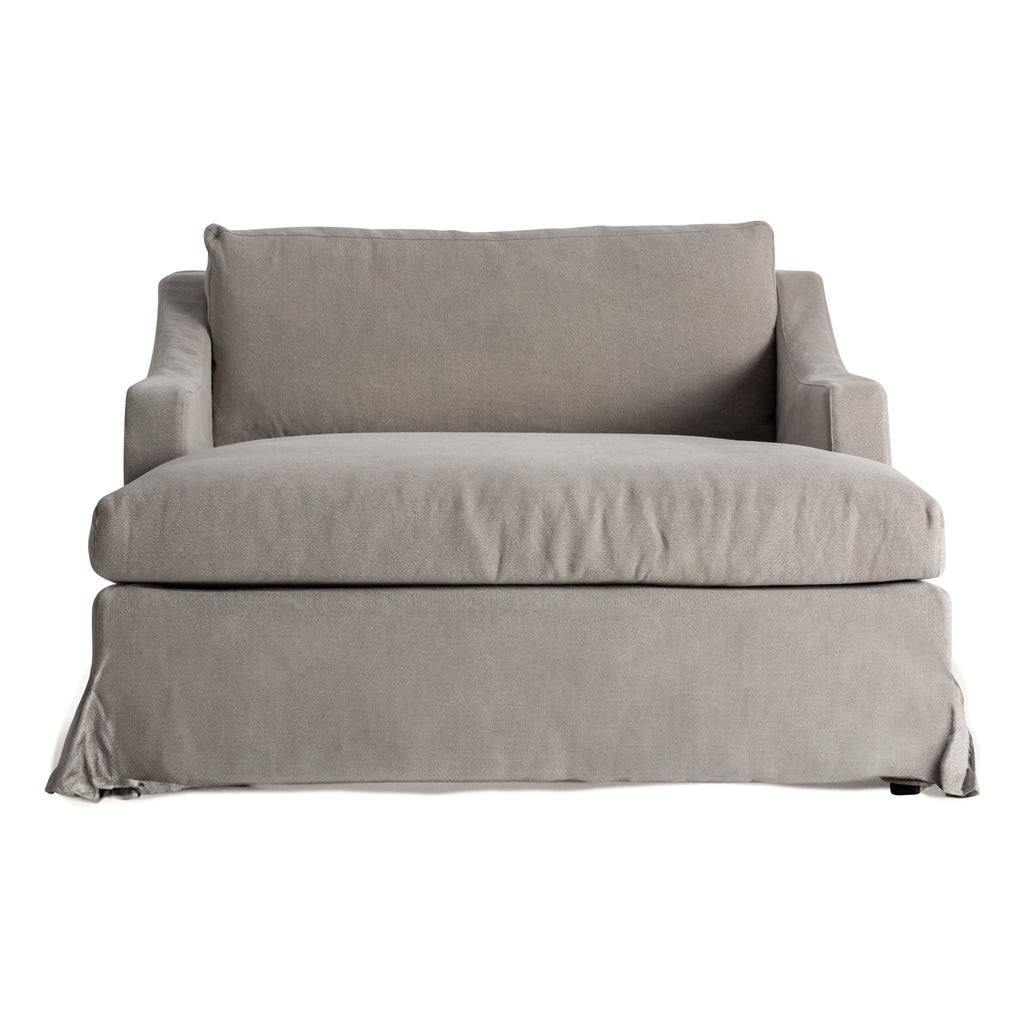 Beige Chaise Longue aus Leinen mit Kissen