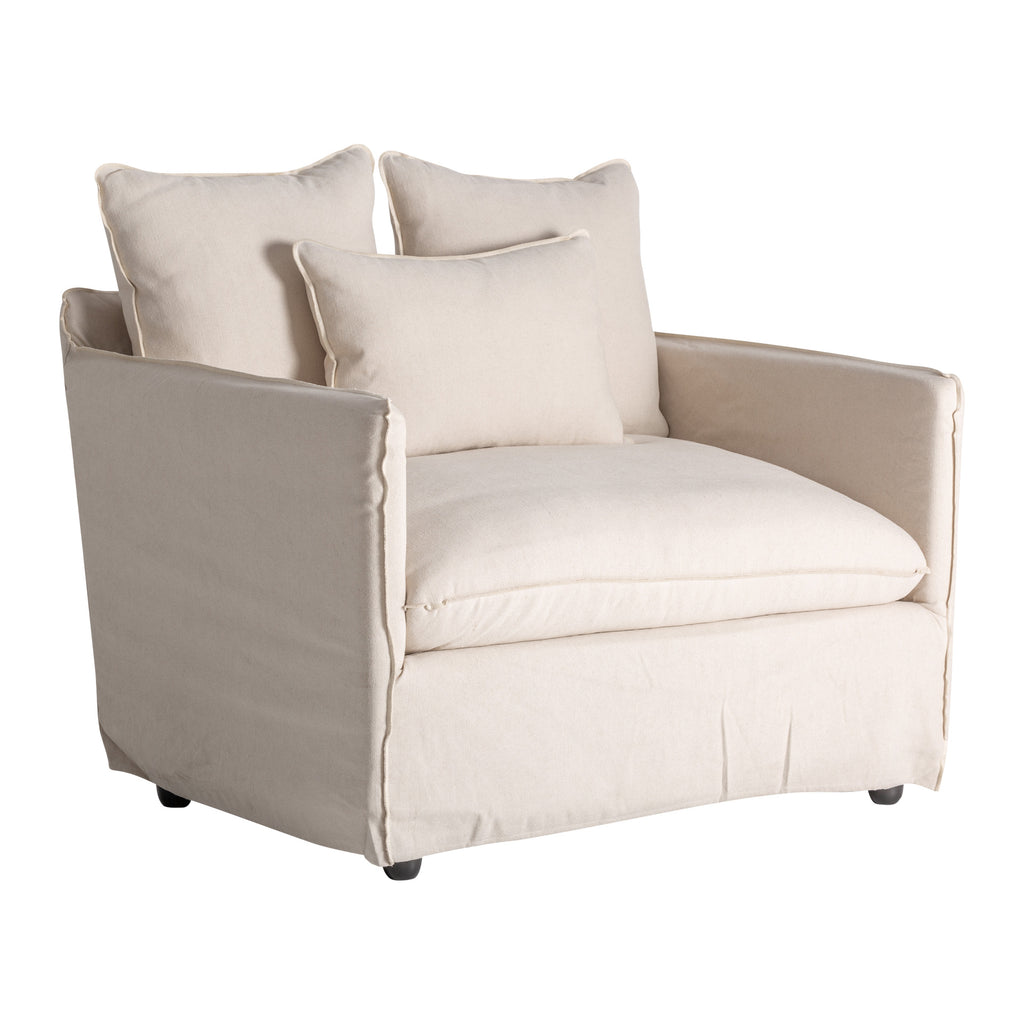 Beiger Sessel aus Leinen mit Baumwolle, elegant und komfortabel
