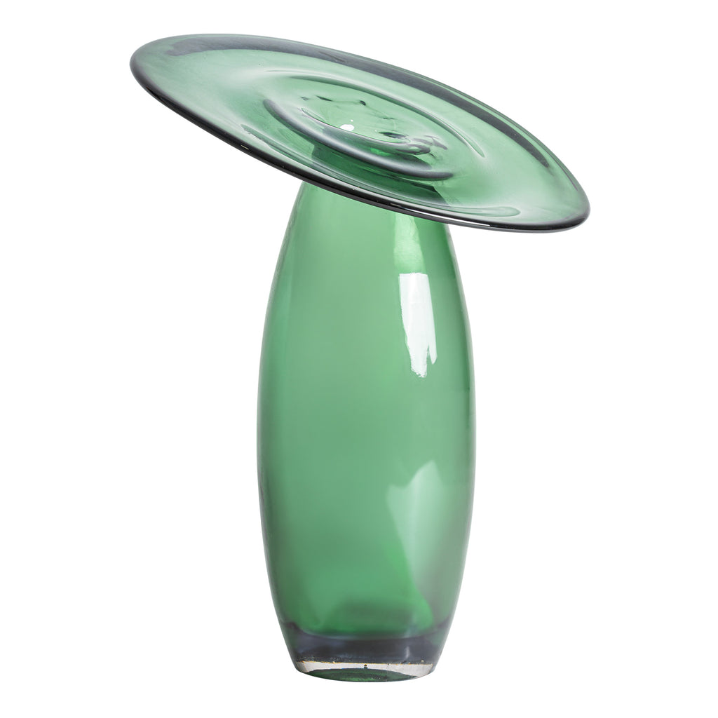 Handgefertigte Contemporary Glasvase in Grün für Wohnzimmer oder Essbereich.
