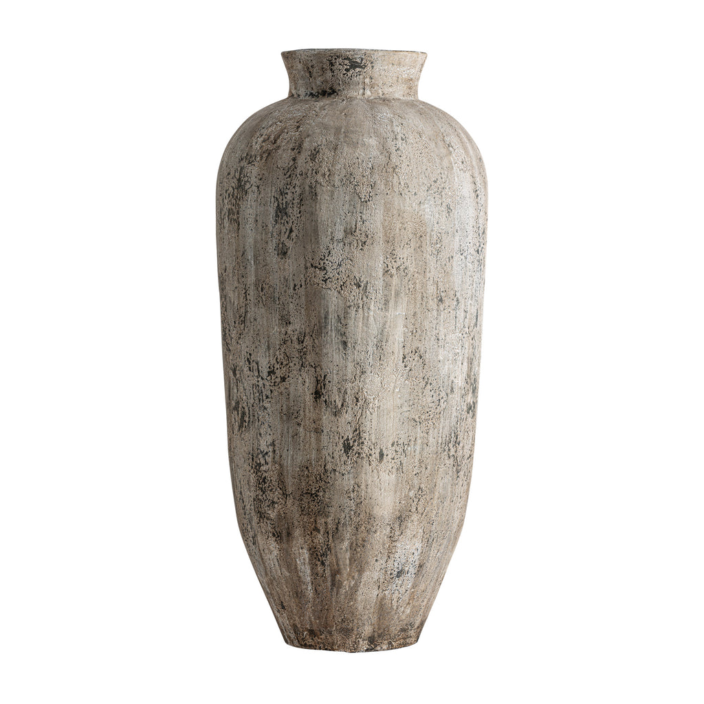 Riesen Amphore aus Stahlbeton in Grau mit Antik-Finish, handgefertigtes Unikat im klassischen Stil