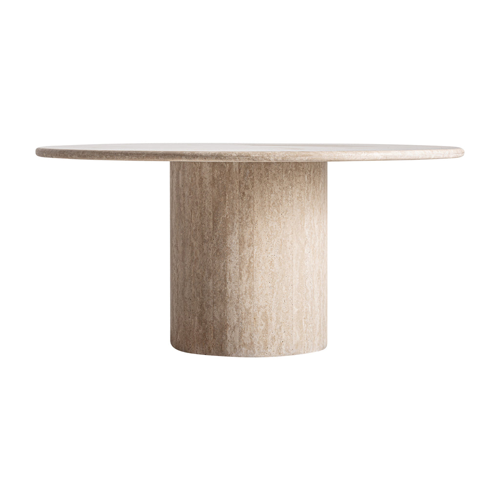 Runder Esstisch aus Travertin – Beige