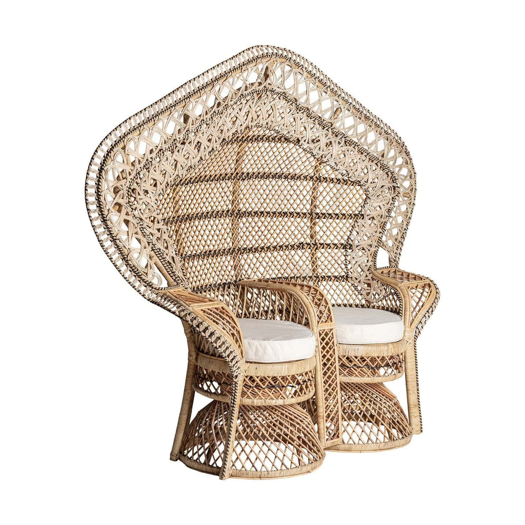 2-Sitzer Sofa Aglientu aus Rattan kombiniert mit Baumwolle - Maison Oudh