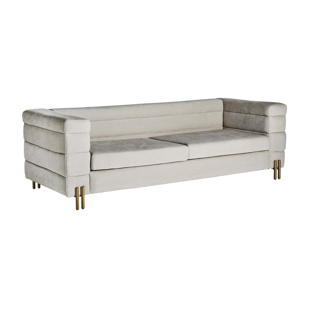 3-Sitzer Art-Deco-Sofa: Eleganz in Off White & Gold - Maison Oudh