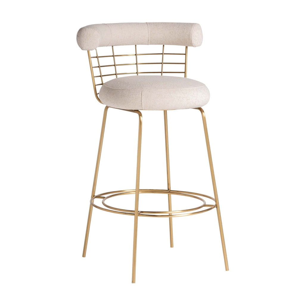 Art Deco Barstuhl - Off White & Gold
