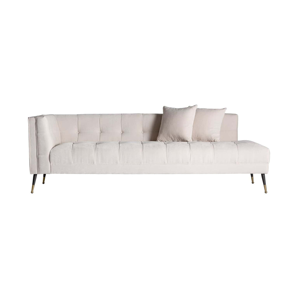 Art Deco Sofa aus Kiefernholz bezogen mit cremeweisser Baumwolle - Maison Oudh