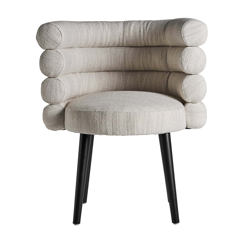 Art Deco Stuhl: Off White Bouclé trifft Schwarzes Stahlgestell - Maison Oudh