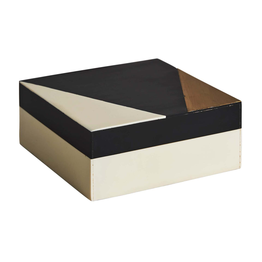 Aufbewahrungsbox mit Deckel aus Bone in Schwarz und Ivory - Maison Oudh