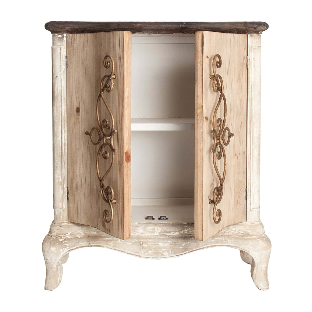 Beige Kommode aus Tannenholz mit dekorativen Griffen im Stil Provence - Maison Oudh