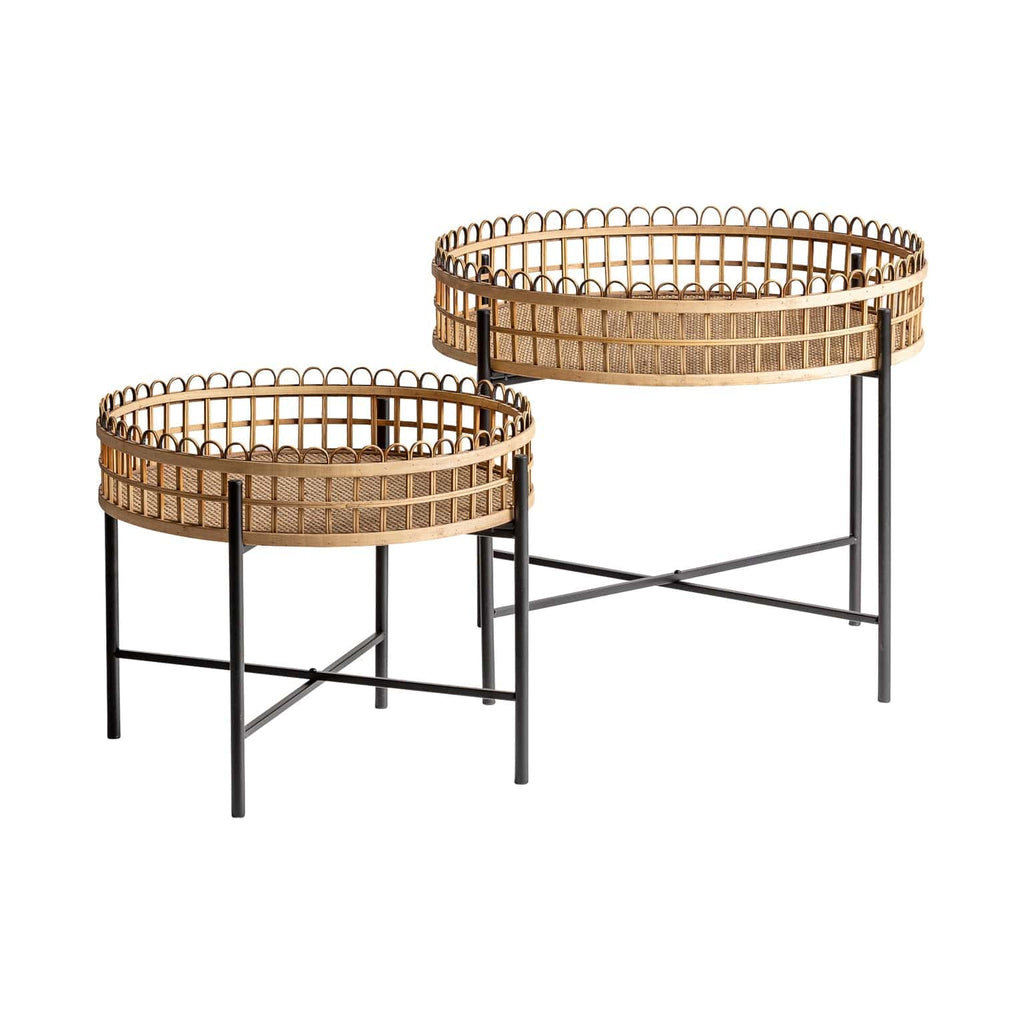 Beistelltisch Set aus Bambus und Rattan - Maison Oudh