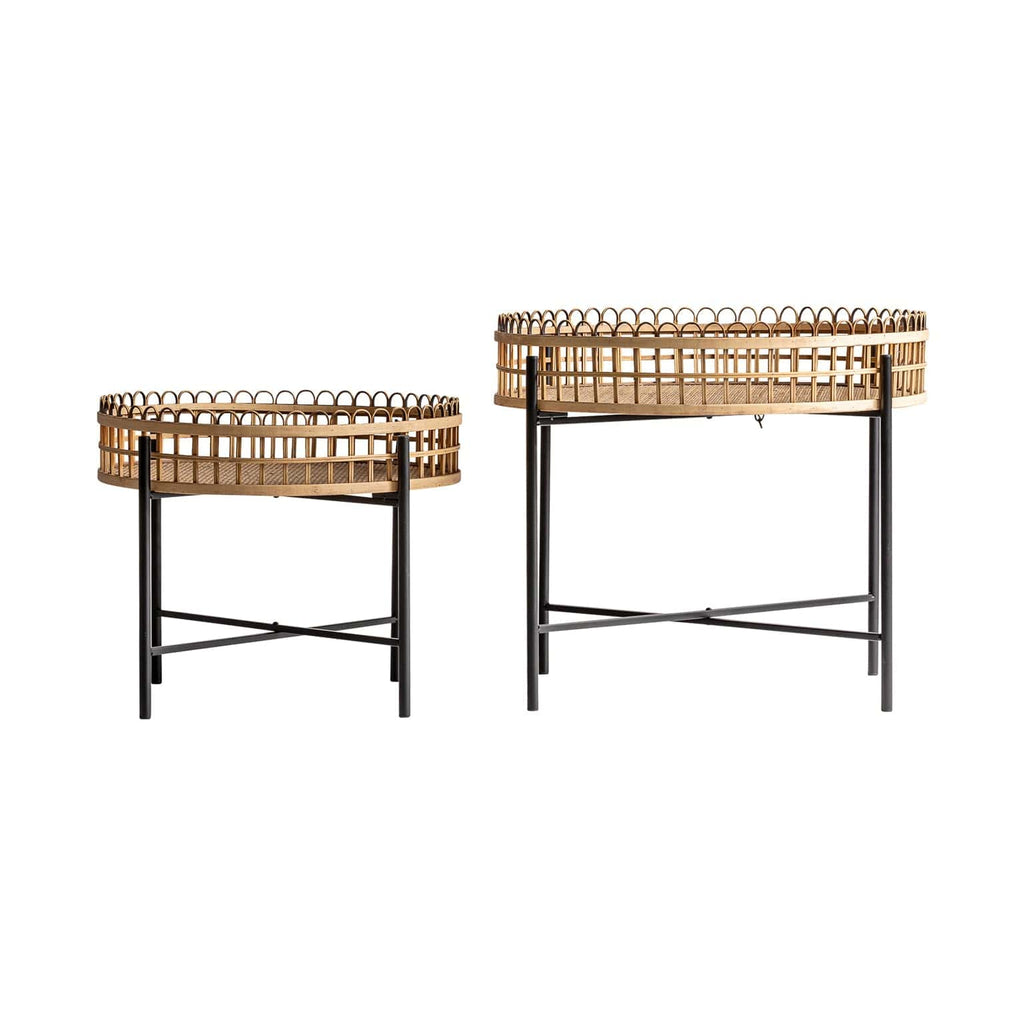 Beistelltisch Set aus Bambus und Rattan - Maison Oudh
