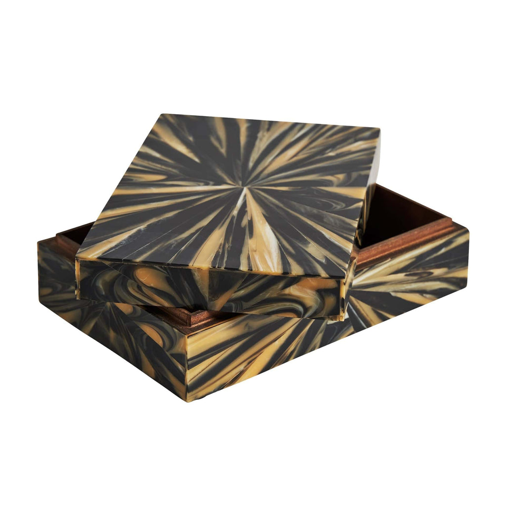 Box aus Bone mit Deckel in Schwarz und Gold - Maison Oudh