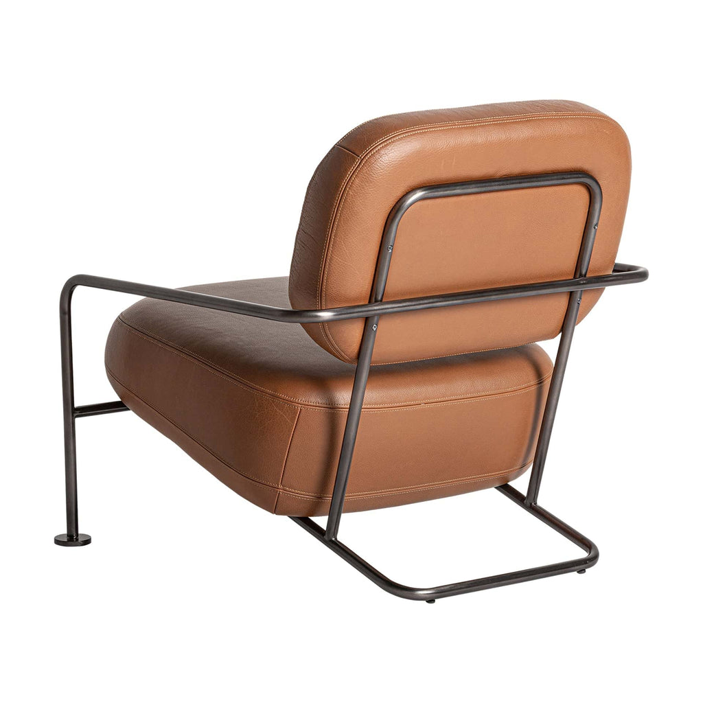Brauner Contemporary Ledersessel mit integriertem rundem Tisch - Maison Oudh