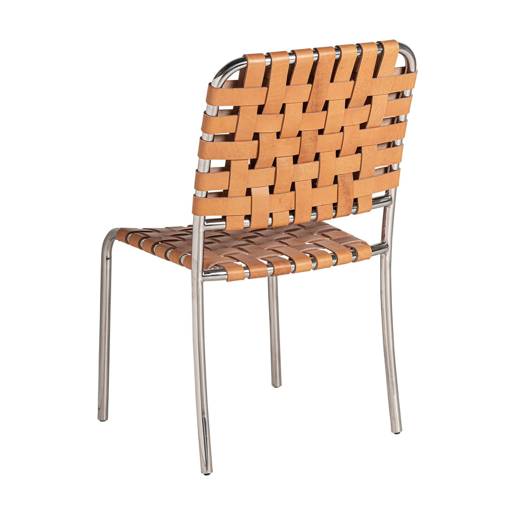 Brauner Contemporary Stuhl mit Ledergeflecht - Maison Oudh