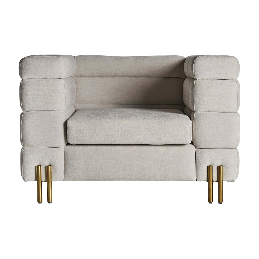 Cube-Design Art-Deco-Sessel: Gold trifft auf sanfte Grautöne - Maison Oudh