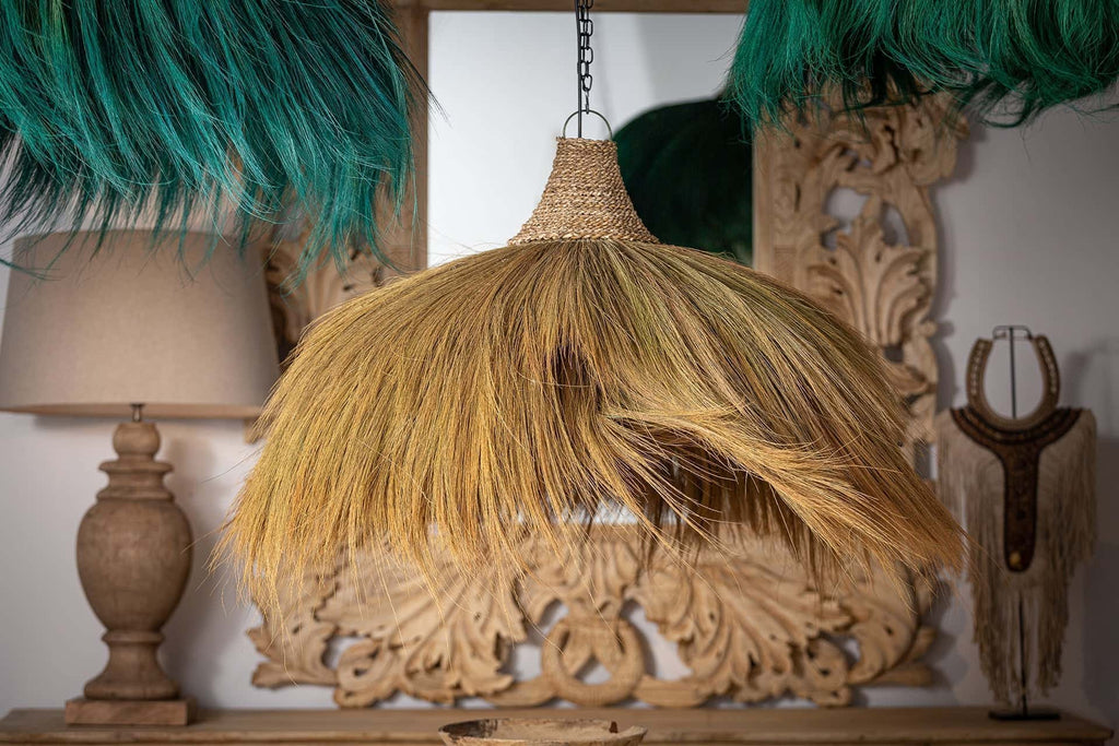 Deckenleuchte aus Naturfasern im Ethnic Design - Maison Oudh