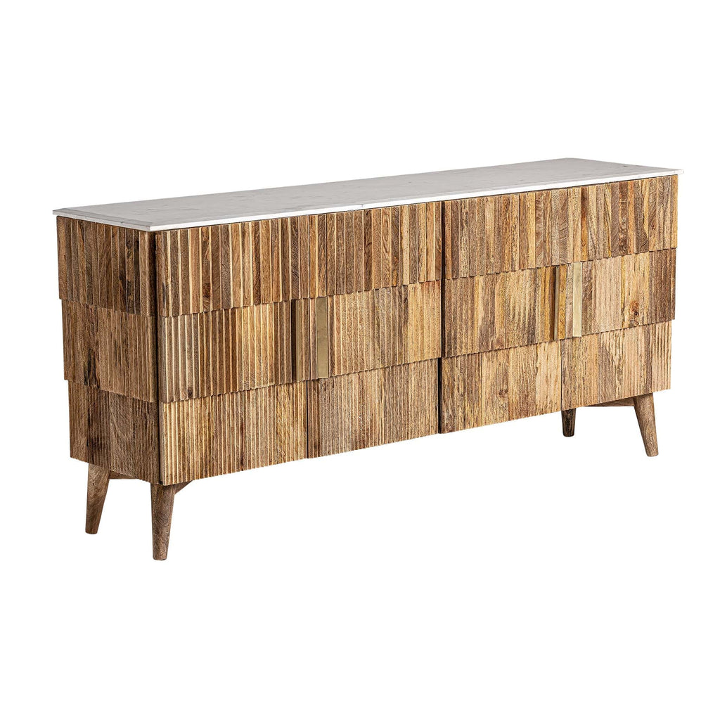 Designer Sideboard aus Mangoholz kombiniert mit weissem Marmor - Maison Oudh
