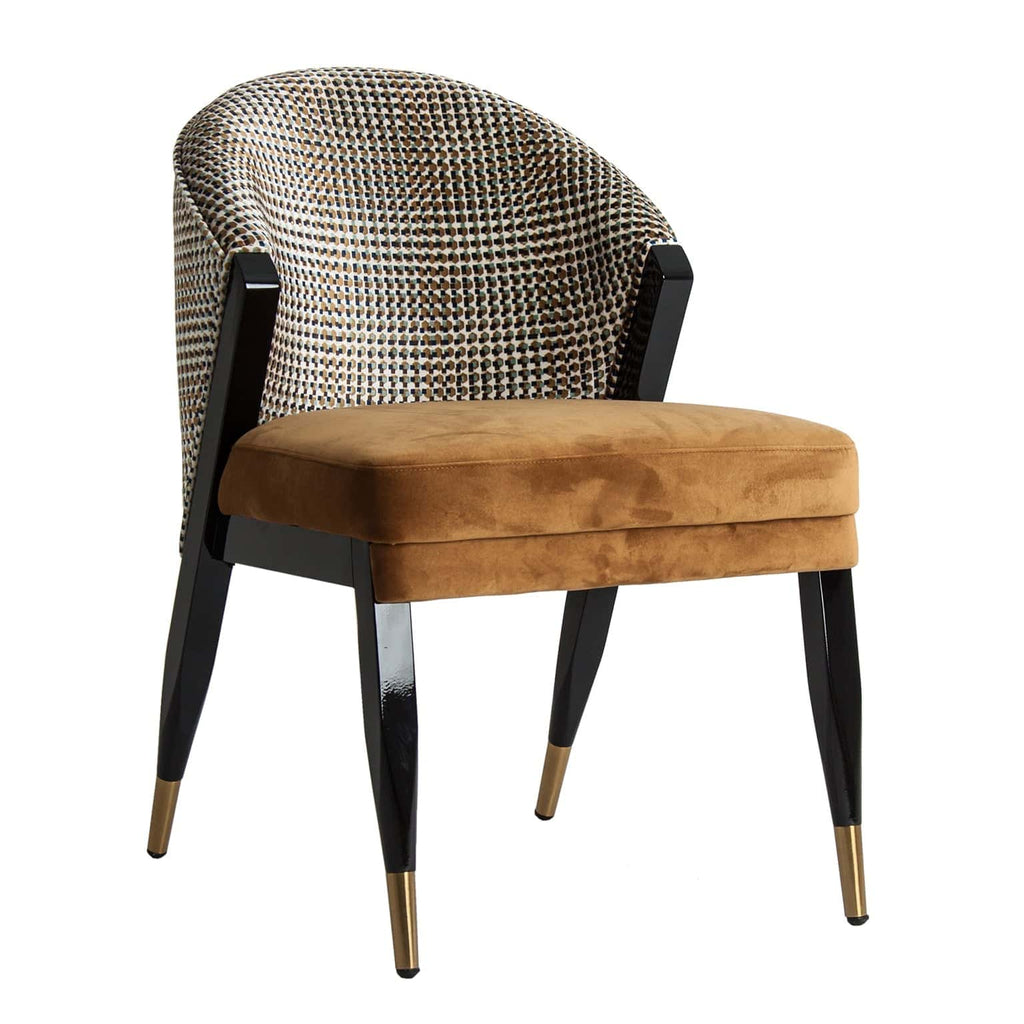 Art Deco Stuhl aus Ockerfarbenem Samt mit Geometrischem Muster