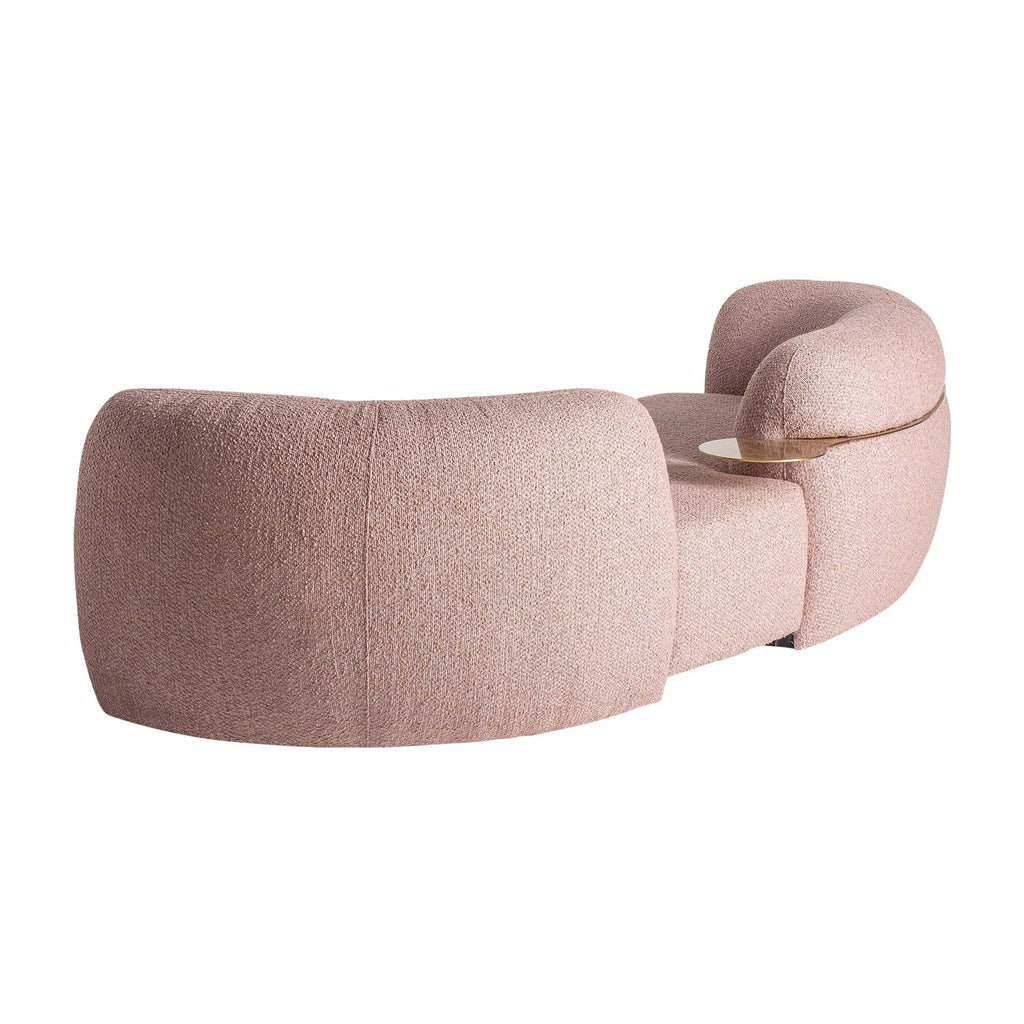 Dreisitzer Art Deco Sofa in Pale Pink mit Integriertem Tisch - Maison Oudh