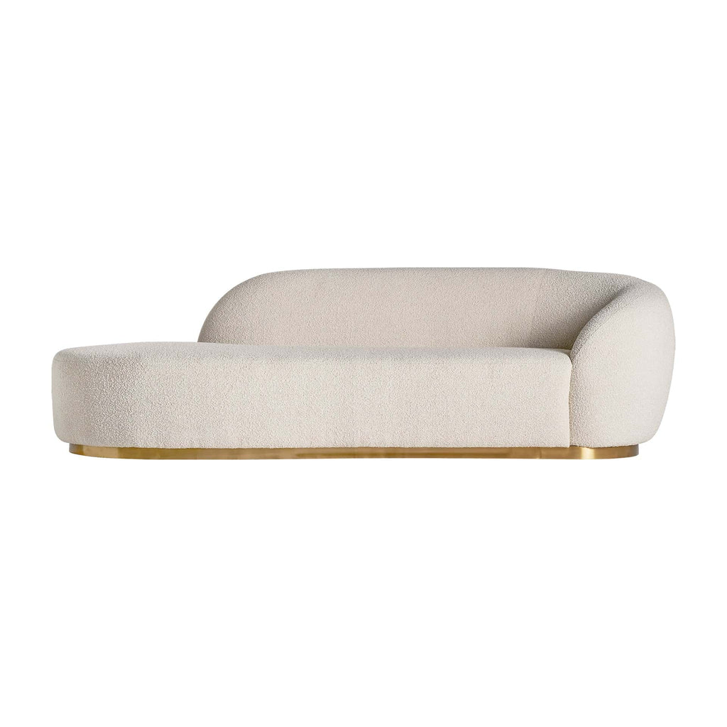 Dreisitzer Sofa aus weissem Bouclé kombiniert mit Gold - Maison Oudh