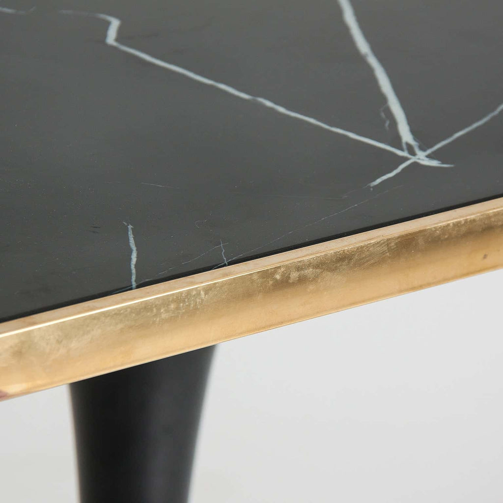 Eckiger Bartisch in Schwarz und Gold in Marmoroptik - Maison Oudh